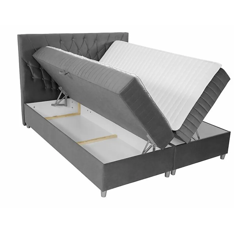 Lit continental Baltimore 175, Double, Brun clair, Tissu, Disponible