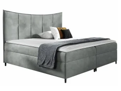 Lit continental Baltimore 178, Double, Gris, Tissu, Disponible