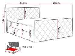 Lit continental Baltimore 158, Double, Brun clair, Tissu, Disponible