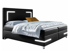 Lit continental Baltimore 173, Unique, Noir, Faux cuir, Disponible