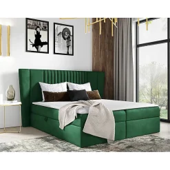 Lit continental Baltimore 184, Unique, Vert, Tissu, Disponible