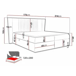 Lit continental Baltimore 184, Unique, Vert, Tissu, Disponible