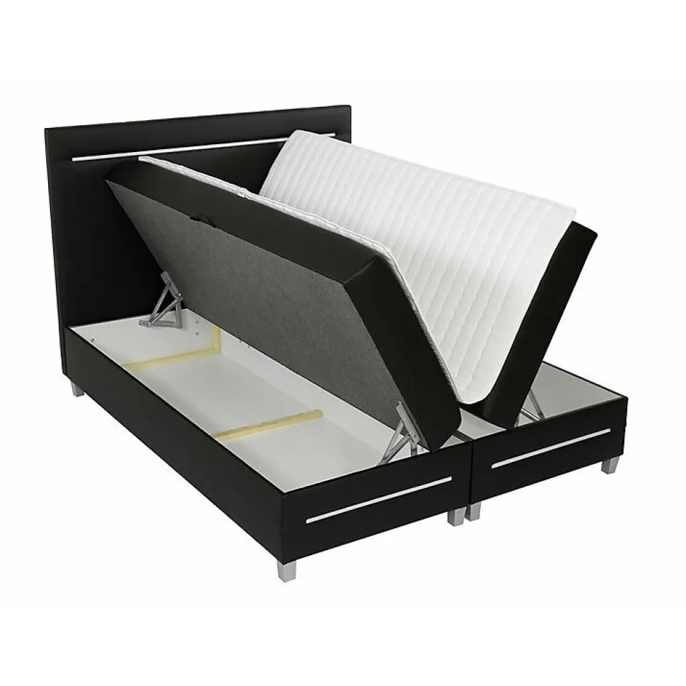 Lit continental Baltimore 174, Double, Blanc, Faux cuir, Disponible