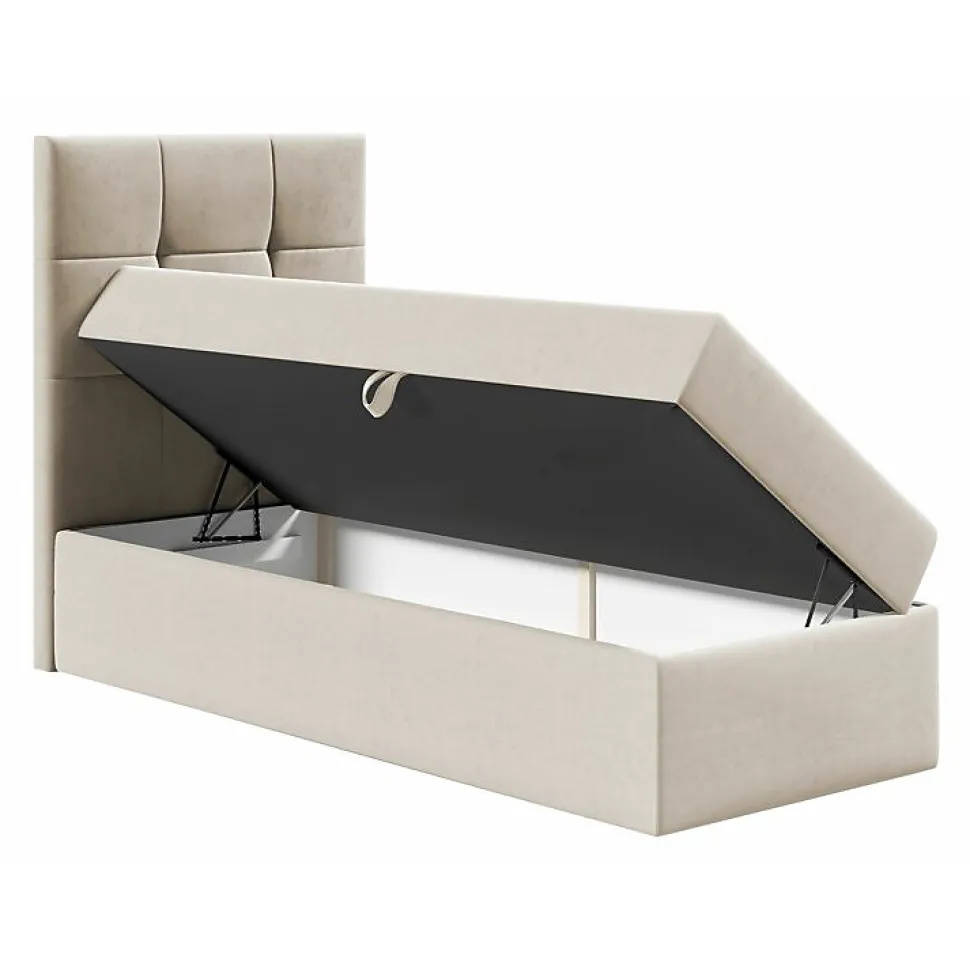 Lit continental Baltimore 180, Unique, Gris, Faux cuir, Disponible