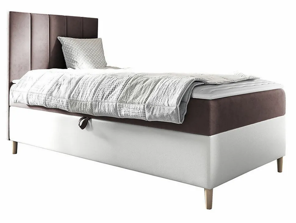 Lit continental Baltimore 170, Unique, Pourpre, Faux cuir, Disponible