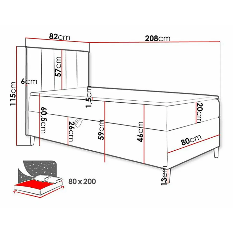 Lit continental Baltimore 170, Unique, Pourpre, Faux cuir, Disponible