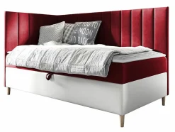 Lit continental Baltimore 164, Unique, Rouge, Faux cuir, Disponible