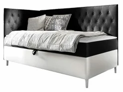 Lit continental Baltimore 167, Unique, Gris, Faux cuir, Disponible