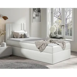 Lit continental Baltimore 179, Unique, Blanc, Faux cuir, Disponible