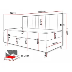 Lit continental Baltimore 165, Unique, Brun clair, Faux cuir