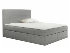 Lit continental Baltimore 163, Double, Gris, Tissu, Disponible