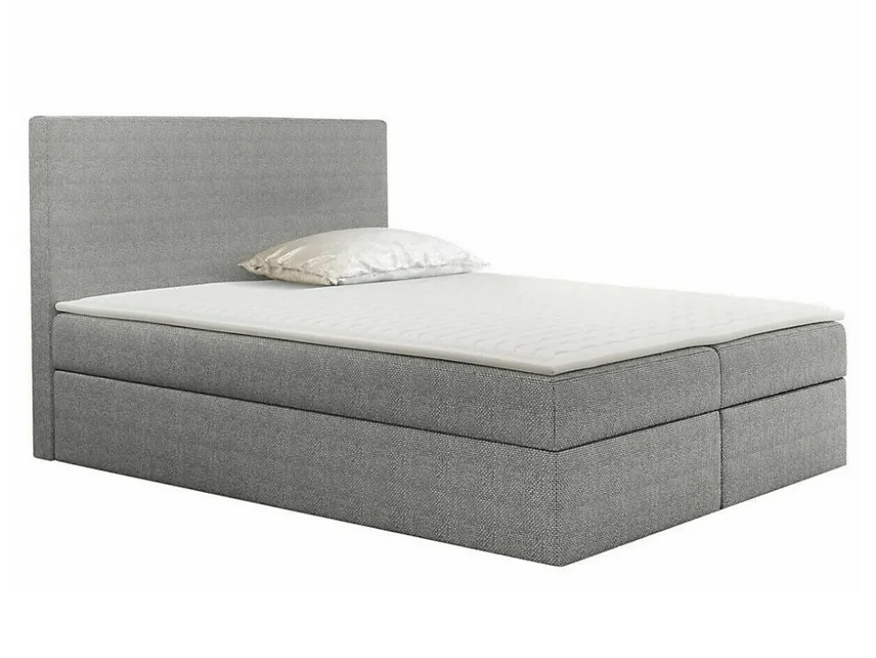 Lit continental Baltimore 163, Double, Gris, Tissu, Disponible