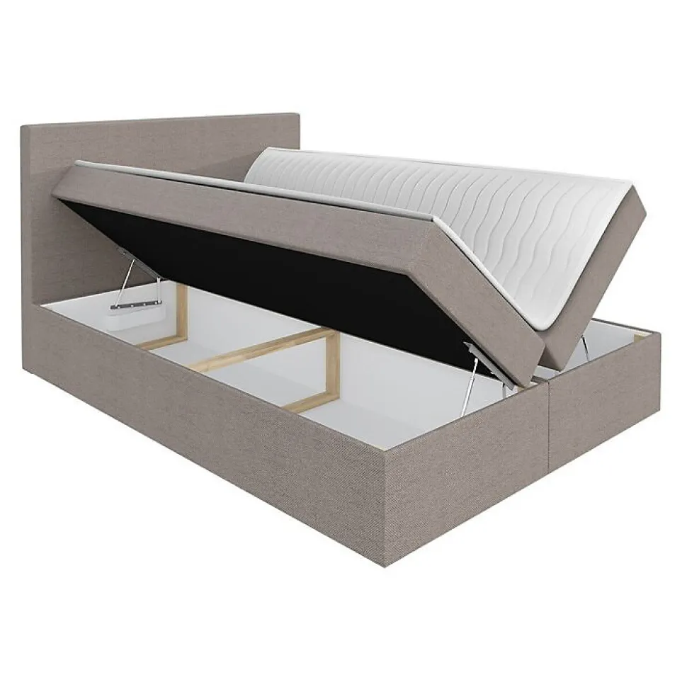 Lit continental Baltimore 163, Double, Gris, Tissu, Disponible