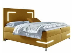 Lit continental Baltimore 173, Double, Jaune, Tissu, Disponible