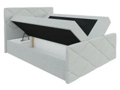 Lit continental Baltimore 155, Double, Gris, Tissu, Disponible