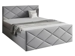 Lit continental Baltimore 155, Double, Gris, Tissu, Disponible