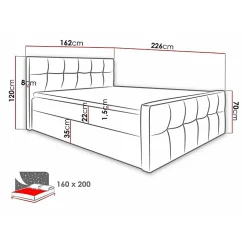 Lit continental Baltimore 138, Double, Marron, Faux cuir, Disponible