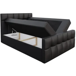 Lit continental Baltimore 138, Double, Marron, Faux cuir, Disponible