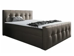 Lit continental Baltimore 138, Double, Marron, Faux cuir, Disponible