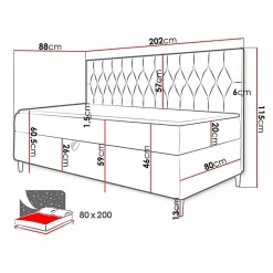 Lit continental Baltimore 166, Unique, Bleu, Faux cuir, Disponible