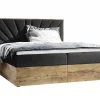 Lit continental Baltimore 191, Double, Noir, Tissu, Disponible