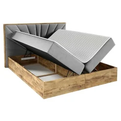 Lit continental Baltimore 191, Double, Noir, Tissu, Disponible