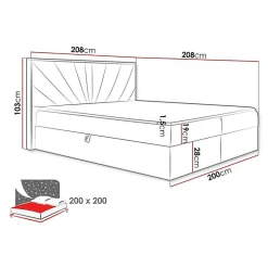 Lit continental Baltimore 191, Double, Noir, Tissu, Disponible