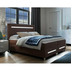 Lit continental Baltimore 174, Double, Marron, Tissu, Disponible