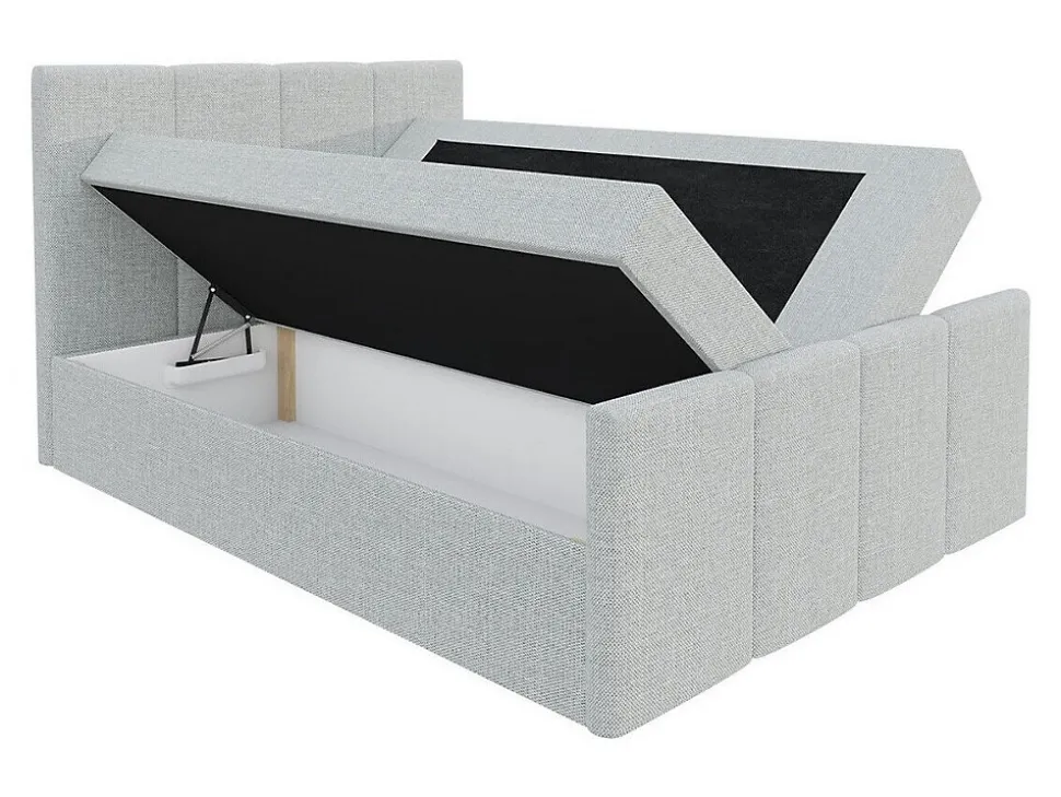 Lit continental Baltimore 154, Double, Brun clair, Faux cuir