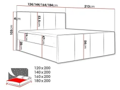 Lit continental Baltimore 154, Double, Brun clair, Faux cuir