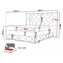 Lit continental Baltimore 187, Unique, Brun clair, Tissu, Disponible