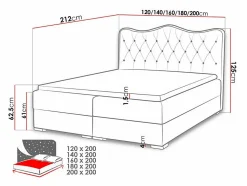 Lit continental Baltimore 162, Double, Noir, Faux cuir, Disponible