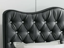 Lit continental Baltimore 162, Double, Noir, Faux cuir, Disponible