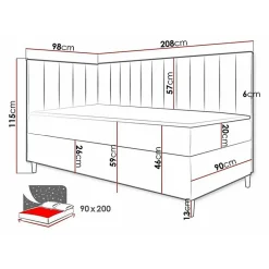 Lit continental Baltimore 164, Unique, Turquoise, Faux cuir