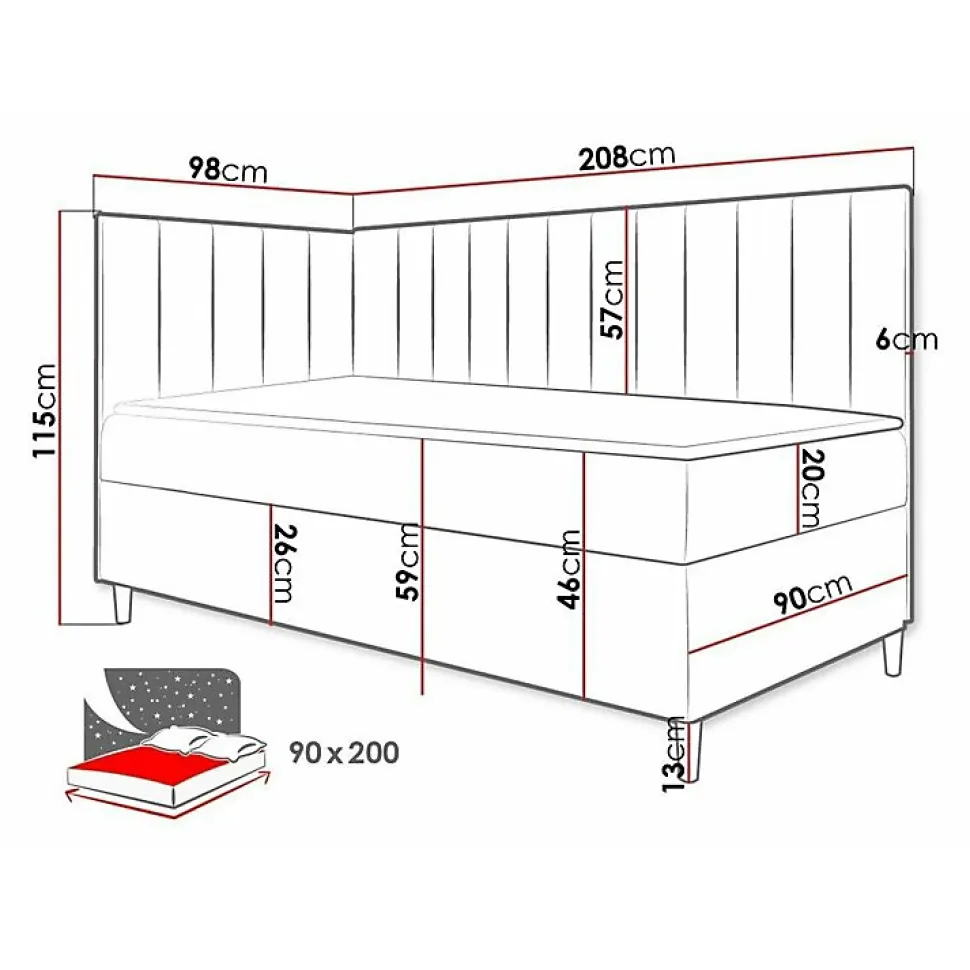 Lit continental Baltimore 164, Unique, Turquoise, Faux cuir