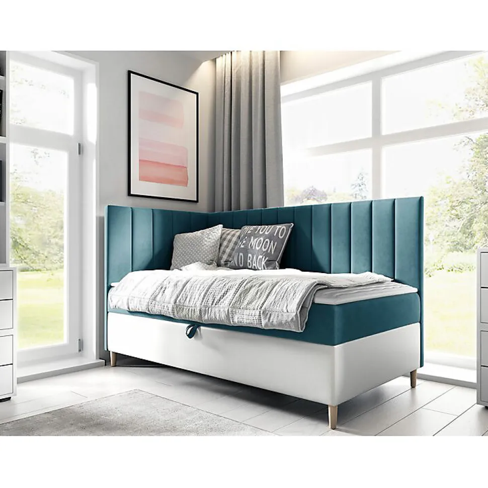 Lit continental Baltimore 164, Unique, Turquoise, Faux cuir