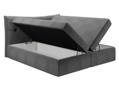 Lit continental Baltimore 157, Double, Gris, Tissu, Disponible