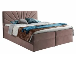 Lit continental Baltimore 146, Double, Rose, Tissu, Disponible