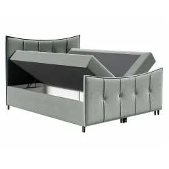 Lit continental Baltimore 177, Double, Jaune, Tissu, Disponible