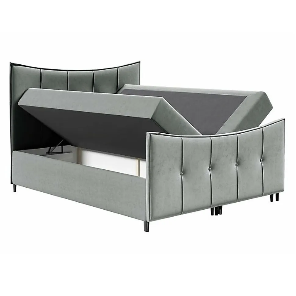 Lit continental Baltimore 177, Double, Jaune, Tissu, Disponible