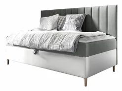 Lit continental Baltimore 165, Unique, Gris, Faux cuir, Disponible