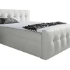 Lit continental Baltimore 138, Double, Blanc, Faux cuir, Disponible