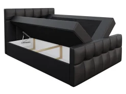 Lit continental Baltimore 138, Double, Blanc, Faux cuir, Disponible