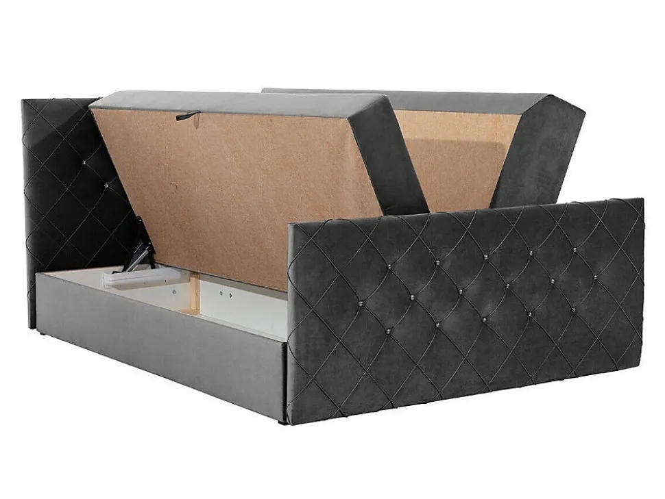 Lit continental Baltimore 158, Double, Rose, Tissu, Disponible