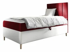 Lit continental Baltimore 170, Unique, Rouge, Faux cuir, Disponible