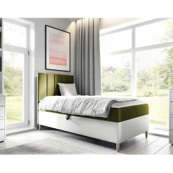 Lit continental Baltimore 170, Unique, Vert, Faux cuir, Disponible