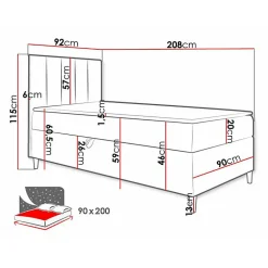 Lit continental Baltimore 170, Unique, Vert, Faux cuir, Disponible