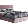Lit continental Baltimore 126, Double, Rose, Tissu, Disponible