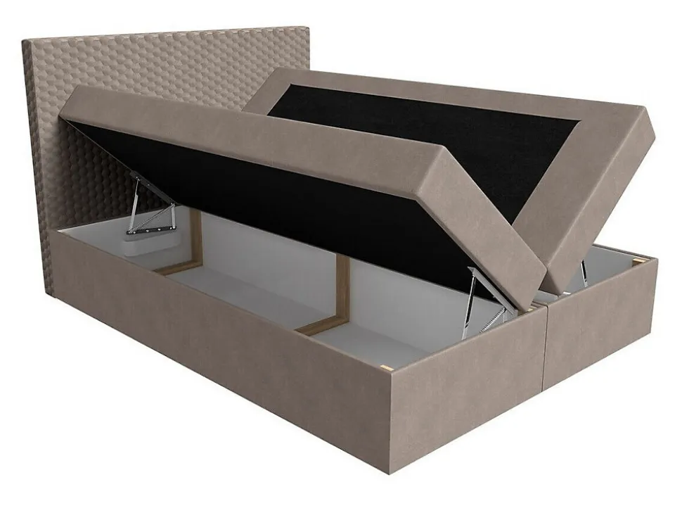 Lit continental Baltimore 126, Double, Rose, Tissu, Disponible