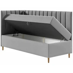 Lit continental Baltimore 164, Unique, Marron, Faux cuir, Disponible